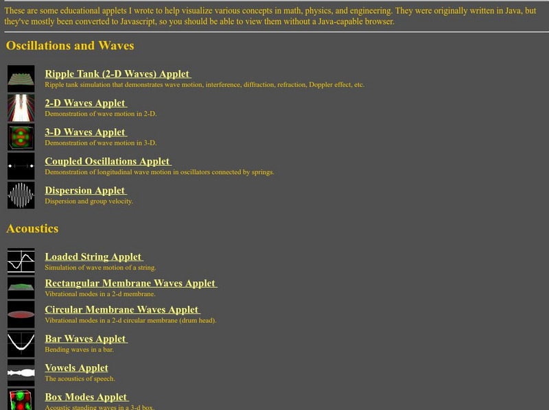 Math, Physics and Engineering Applets Website Math, Physics and Engineering Applets Website