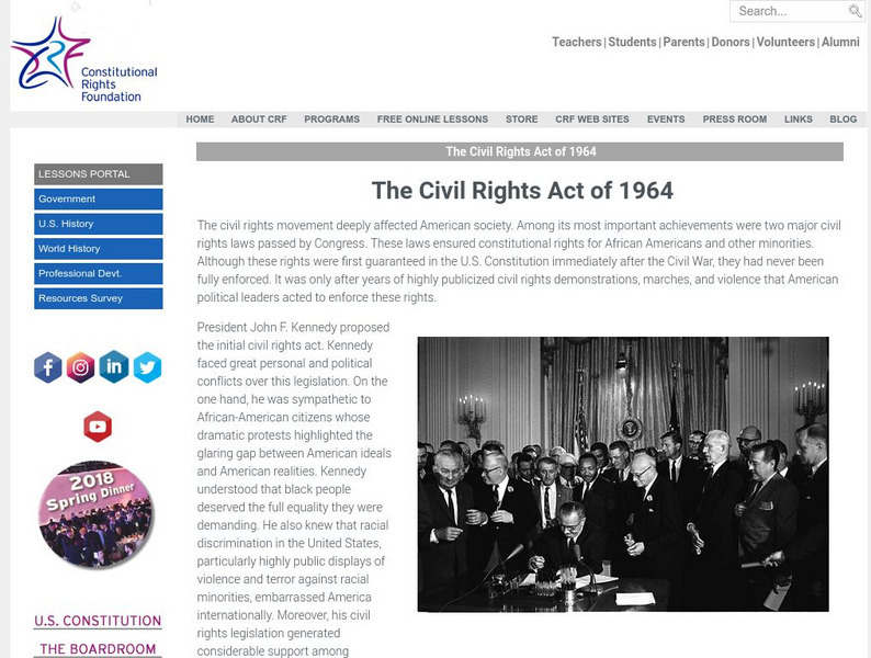 Constitutional Rights Foundation: The Civil Rights Act of 1964 Website Constitutional Rights Foundation: The Civil Rights Act of 1964 Website