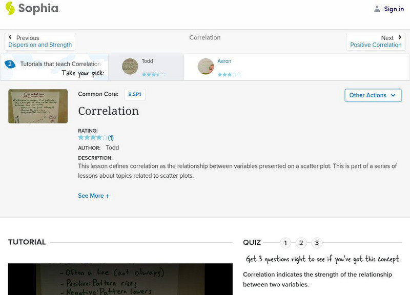 Sophia: Correlation Instructional Video Sophia: Correlation Instructional Video