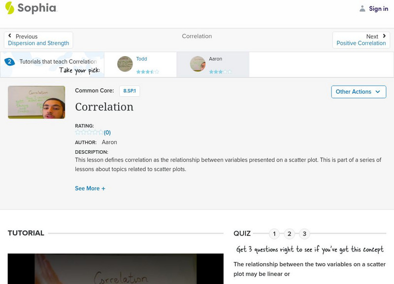 Sophia: Correlation Instructional Video Sophia: Correlation Instructional Video