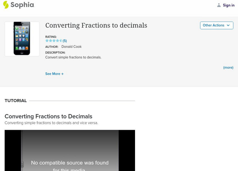 Sophia: Converting Decimals to Fractions Instructional Video