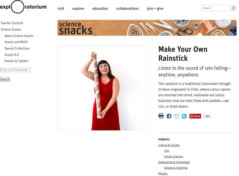 Exploratorium: Science Snacks: Make Your Own Rainstick Activity Exploratorium: Science Snacks: Make Your Own Rainstick Activity