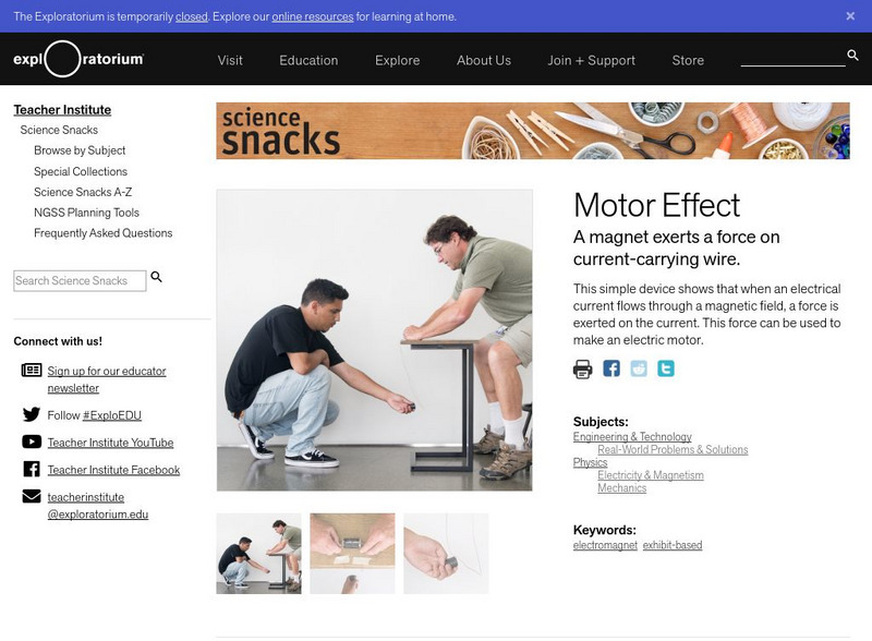 Exploratorium: Science Snacks: Motor Effect Activity Exploratorium: Science Snacks: Motor Effect Activity