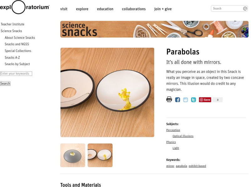 Exploratorium: Science Snacks: Parabolas Activity Exploratorium: Science Snacks: Parabolas Activity