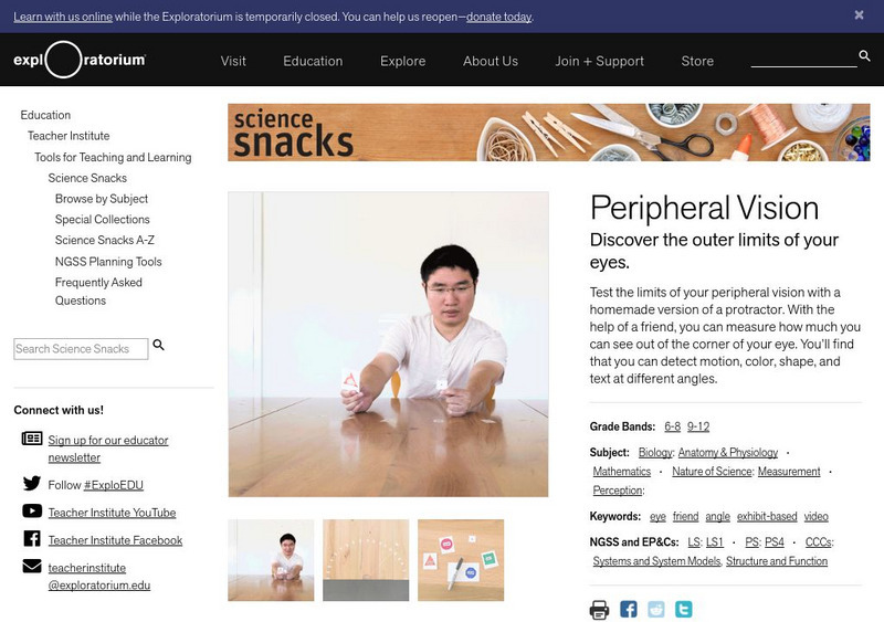 Exploratorium: Science Snacks: Peripheral Vision Activity Exploratorium: Science Snacks: Peripheral Vision Activity