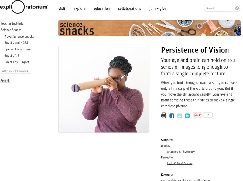 Exploratorium: Science Snacks: Persistence of Vision Activity Exploratorium: Science Snacks: Persistence of Vision Activity