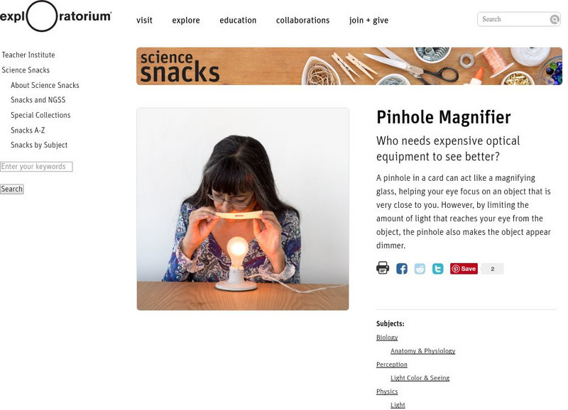 Exploratorium: Science Snacks: Pinhole Magnifier Activity Exploratorium: Science Snacks: Pinhole Magnifier Activity