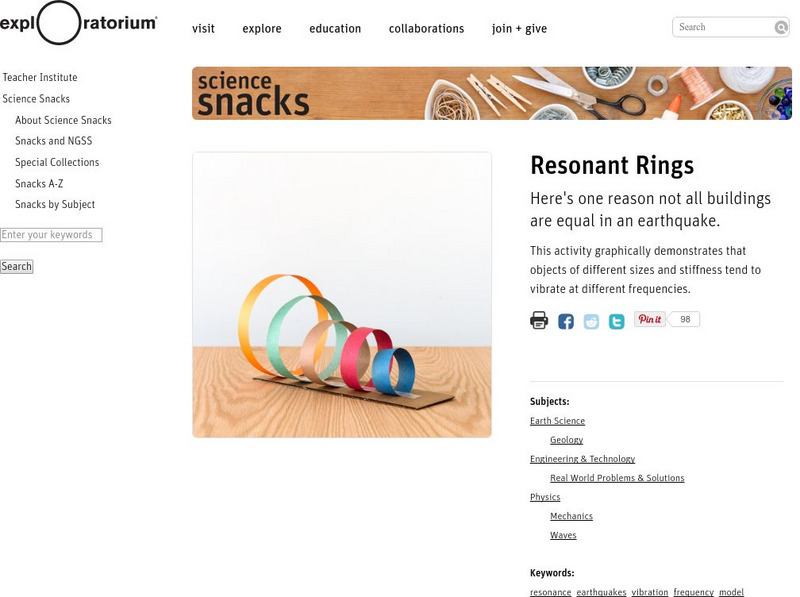 Exploratorium: Science Snacks: Resonant Rings Activity