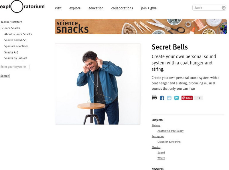 Exploratorium: Science Snacks: Secret Bells Activity Exploratorium: Science Snacks: Secret Bells Activity