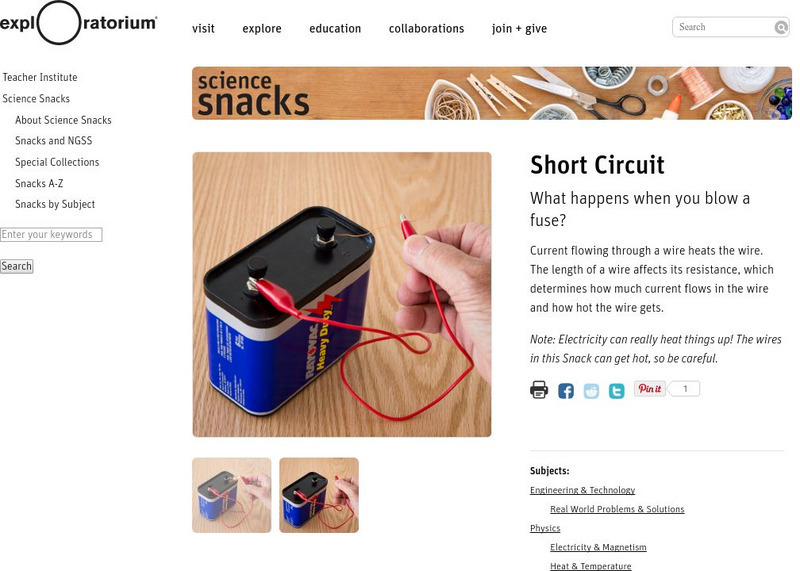 Exploratorium: Science Snacks: Short Circuit Activity Exploratorium: Science Snacks: Short Circuit Activity
