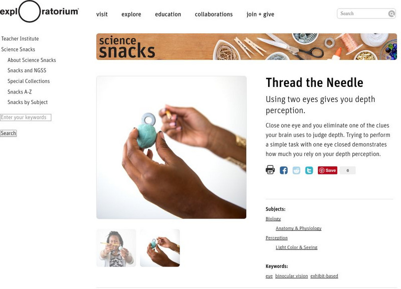 Exploratorium: Science Snacks: Thread the Needle Activity