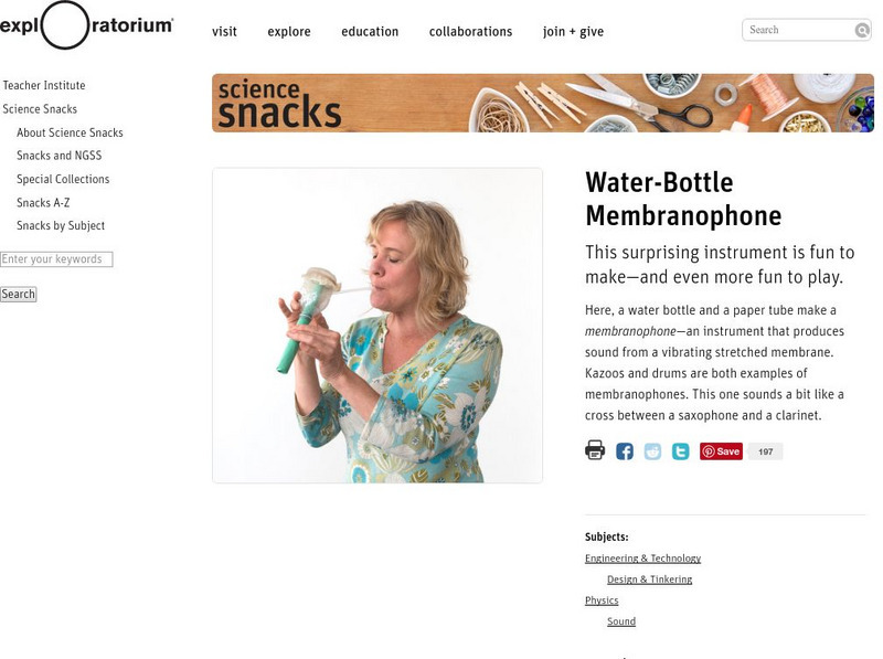 Exploratorium: Science Snacks: Water Bottle Membranophone Activity