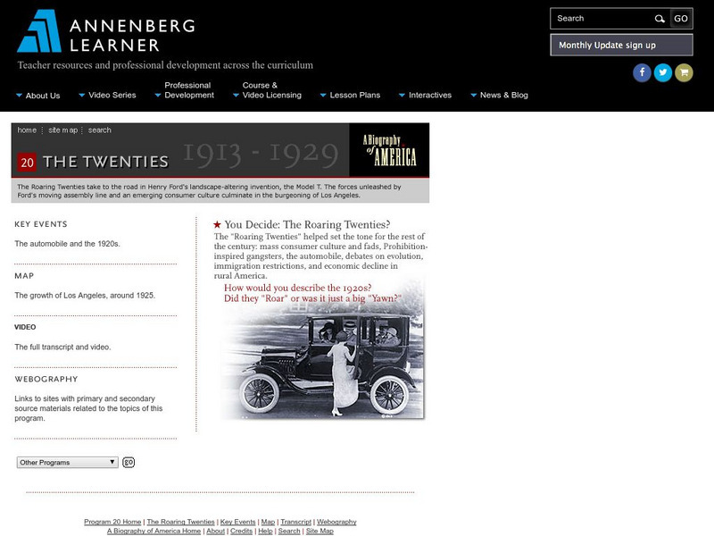 Annenberg Learner: A Biography of America: The Twenties 1913 1929 Unit Plan Annenberg Learner: A Biography of America: The Twenties 1913 1929 Unit Plan