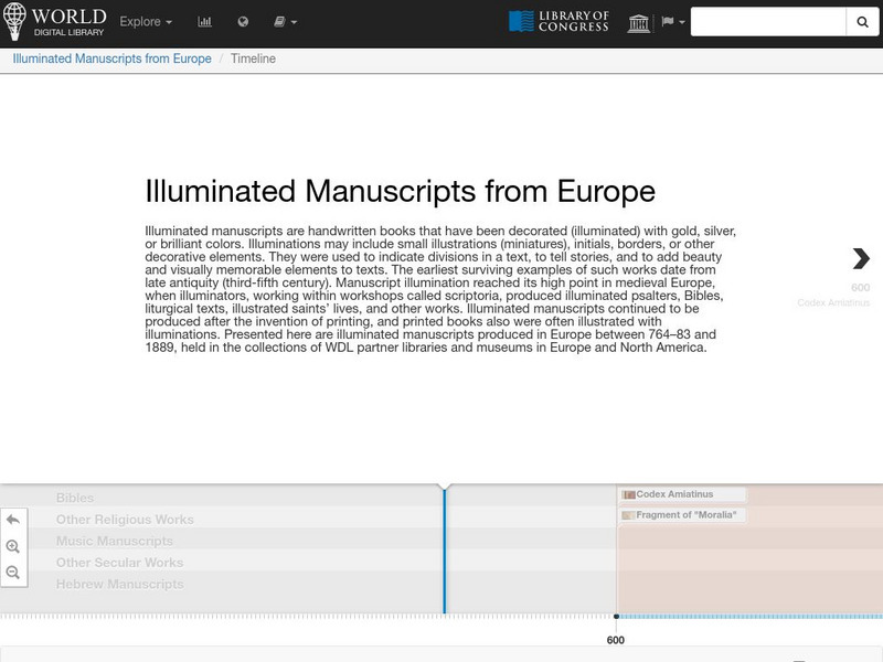 World Digital Library: Illuminated Manuscripts From Europe: Timeline Primary World Digital Library: Illuminated Manuscripts From Europe: Timeline Primary