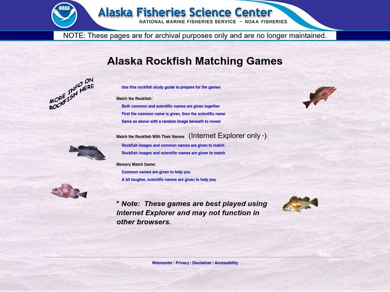 Noaa: National Aeronautics and Space Administration: Alaska Rockfish Matching Games Interactive Noaa: National Aeronautics and Space Administration: Alaska Rockfish Matching Games Interactive