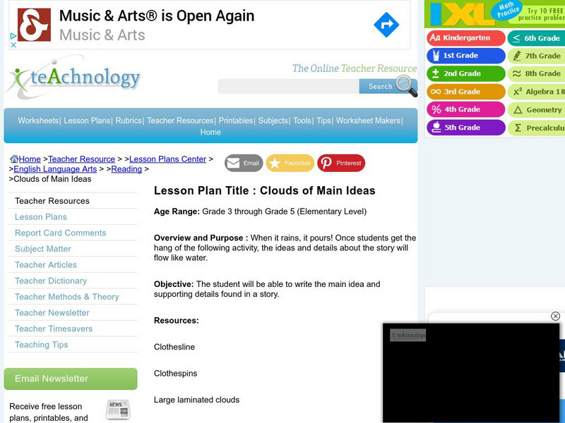 Teachnology: Lesson Plan: Clouds of Main Ideas Lesson Plan Teachnology: Lesson Plan: Clouds of Main Ideas Lesson Plan