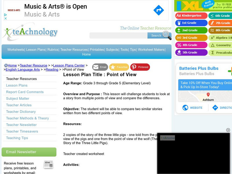 Teachnology: Lesson Plan: Point of View Lesson Plan Teachnology: Lesson Plan: Point of View Lesson Plan