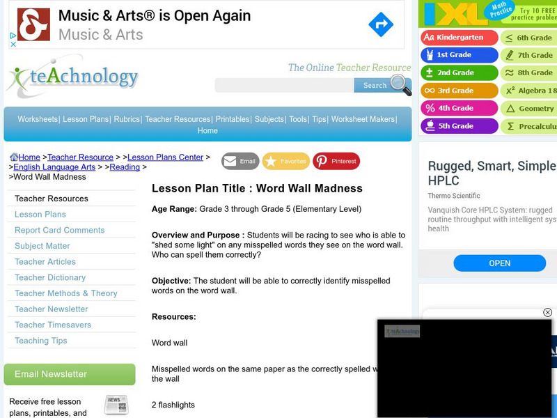 Teachnology: Lesson Plan: Word Wall Madness Lesson Plan Teachnology: Lesson Plan: Word Wall Madness Lesson Plan