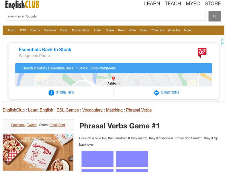 English Club: Esl Games: Vocabulary: Matching Games: Phrasal Verbs 1 Interactive English Club: Esl Games: Vocabulary: Matching Games: Phrasal Verbs 1 Interactive