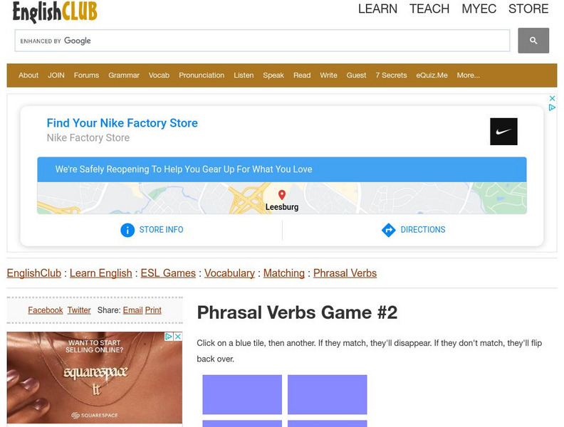 English Club: Esl Games: Vocabulary: Matching Games: Phrasal Verbs 2 Interactive English Club: Esl Games: Vocabulary: Matching Games: Phrasal Verbs 2 Interactive