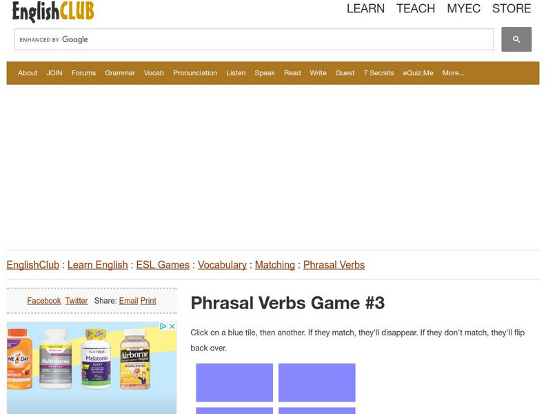 English Club: Esl Games: Vocabulary: Matching Games: Phrasal Verbs 3 Interactive English Club: Esl Games: Vocabulary: Matching Games: Phrasal Verbs 3 Interactive