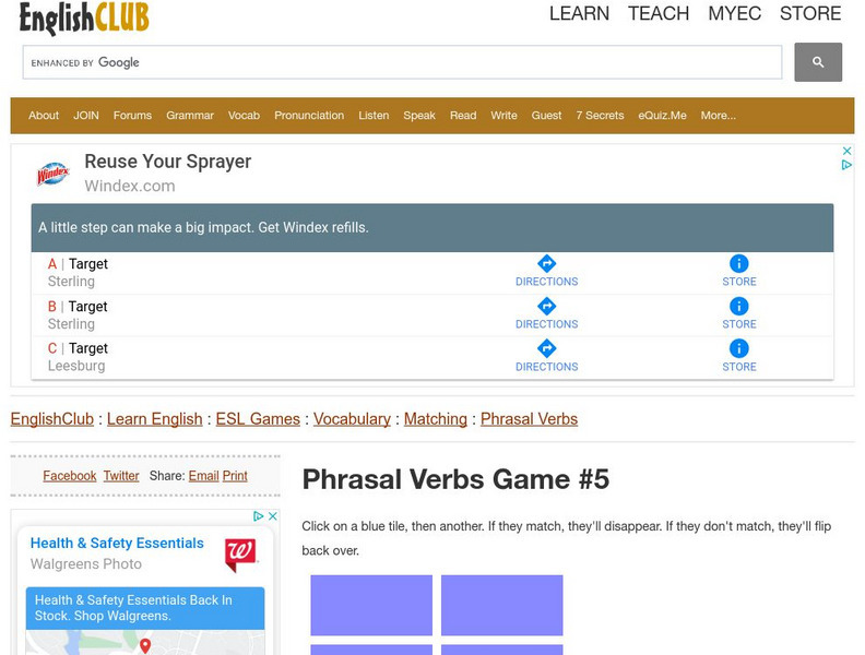English Club: Esl Games: Vocabulary: Matching Games: Phrasal Verbs 5 Interactive English Club: Esl Games: Vocabulary: Matching Games: Phrasal Verbs 5 Interactive