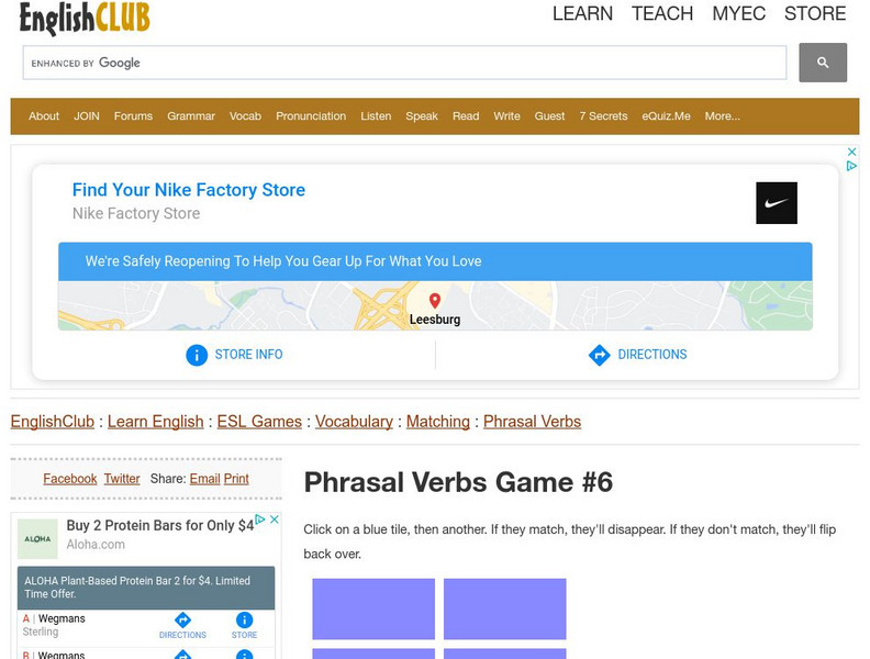 English Club: Esl Games: Vocabulary: Matching Games: Phrasal Verbs 6 Interactive English Club: Esl Games: Vocabulary: Matching Games: Phrasal Verbs 6 Interactive