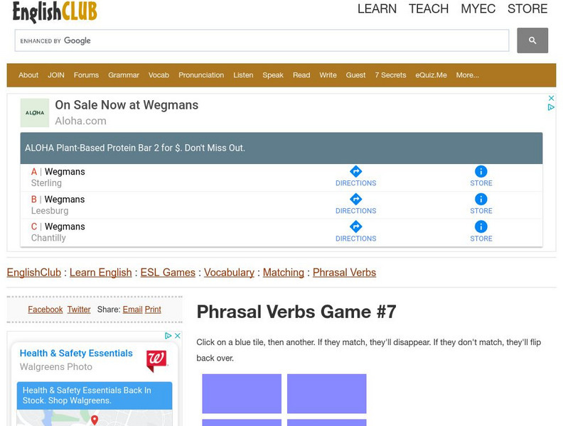English Club: Esl Games: Vocabulary: Matching Games: Phrasal Verbs 7 Interactive English Club: Esl Games: Vocabulary: Matching Games: Phrasal Verbs 7 Interactive