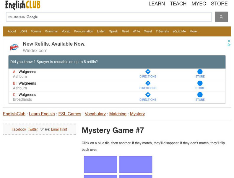 English Club: Esl Games: Vocabulary: Mystery Matches 6 (Upper Intermediate) Interactive English Club: Esl Games: Vocabulary: Mystery Matches 6 (Upper Intermediate) Interactive