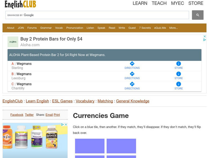 English Club: Esl Games: Matching Games: General Knowledge 2: Currencies Interactive English Club: Esl Games: Matching Games: General Knowledge 2: Currencies Interactive