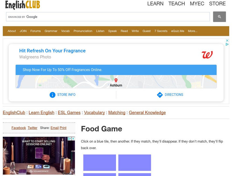 English Club: Esl Games: Matching Games: General Knowledge 5: Foods Interactive English Club: Esl Games: Matching Games: General Knowledge 5: Foods Interactive
