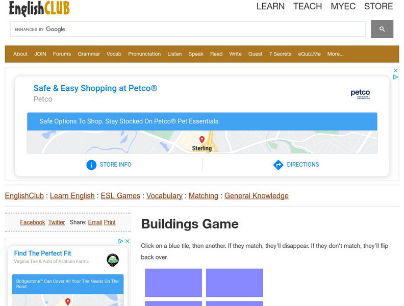 English Club: Esl Games: Matching Games: General Knowledge 8: Famous Buildings Interactive
