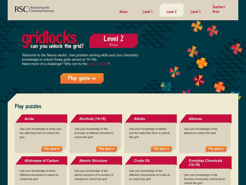 Royal Society of Chemistry: Gridlocks: Level 2 Website Royal Society of Chemistry: Gridlocks: Level 2 Website