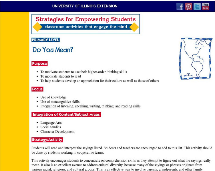 University of Illinois Extension: Character Education "Do You Mean?" Lesson Plan University of Illinois Extension: Character Education "Do You Mean?" Lesson Plan