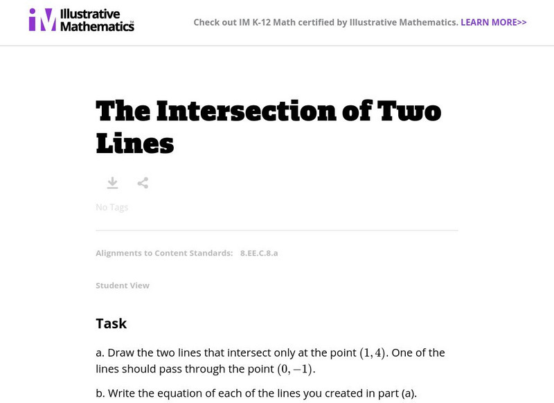Illustrative Mathematics: The Intersection of Two Lines Lesson Plan Illustrative Mathematics: The Intersection of Two Lines Lesson Plan