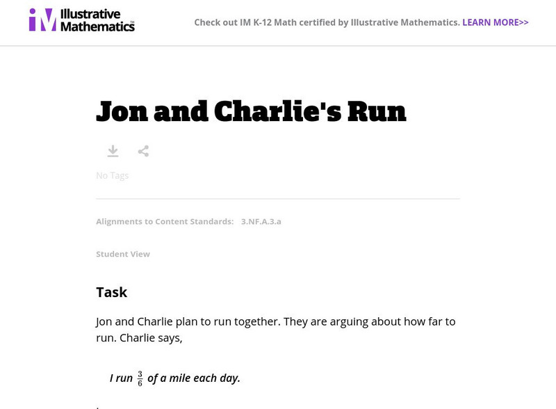 Illustrative Mathematics: 3.nf Jon and Charlie's Run Lesson Plan Illustrative Mathematics: 3.nf Jon and Charlie's Run Lesson Plan