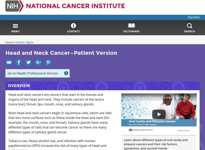 National Cancer Institute: Head and Neck Cancer Handout