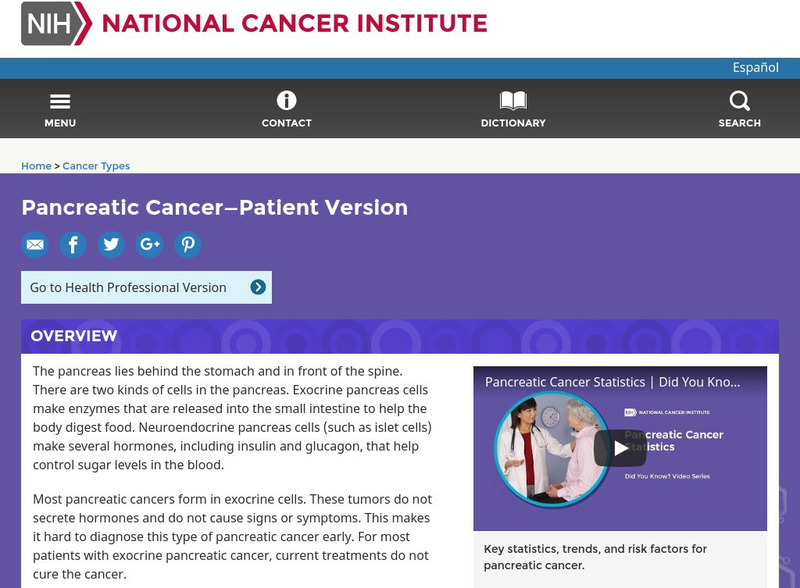 National Cancer Institute: Pancreatic Cancer Handout