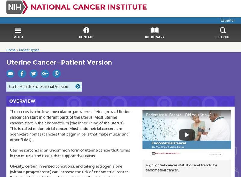 National Cancer Inst.: Uterine Cancer Website National Cancer Inst.: Uterine Cancer Website