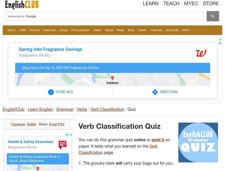 English Club: Verb Classification Quiz Unknown Type English Club: Verb Classification Quiz Unknown Type