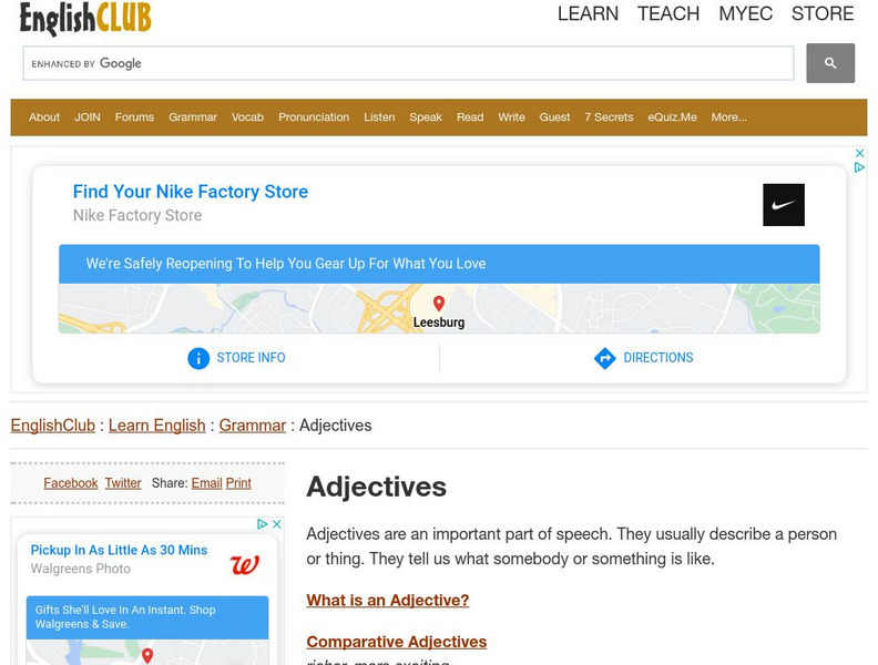 English Club: Learn English: Grammar: Adjective Handout English Club: Learn English: Grammar: Adjective Handout