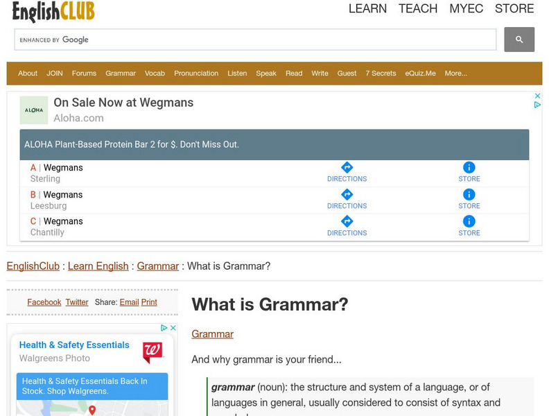 English Club: Learn English: Grammar: What Is Grammar? Article English Club: Learn English: Grammar: What Is Grammar? Article