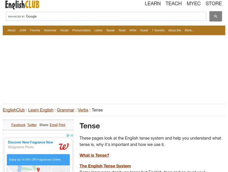 English Club: Learn English: Grammar: Verbs: Tense Handout English Club: Learn English: Grammar: Verbs: Tense Handout