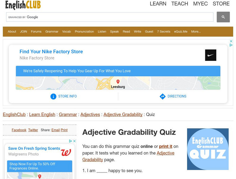 English Club: Learn English: Grammar: Adjectives: Adjective Gradability Quiz Unknown Type English Club: Learn English: Grammar: Adjectives: Adjective Gradability Quiz Unknown Type
