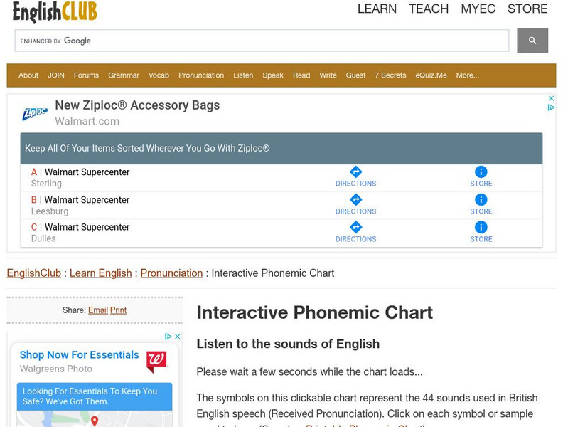 English Club: Learn English: Interactive Phonemic Chart Interactive