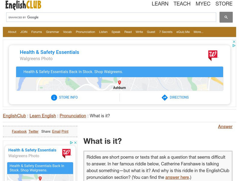 English Club: Learn English: Pronunciation: What Is It? Primary