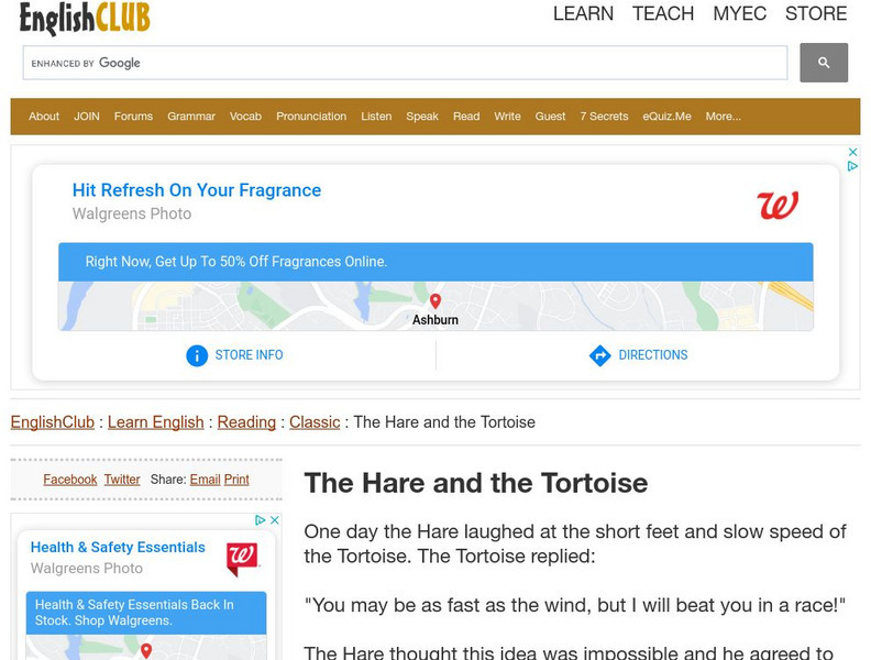 English Club: Learn English: Reading: The Hare and the Tortoise Article English Club: Learn English: Reading: The Hare and the Tortoise Article