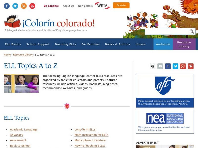 Colorin Colorado: Ell Topics From a to Z Website Colorin Colorado: Ell Topics From a to Z Website