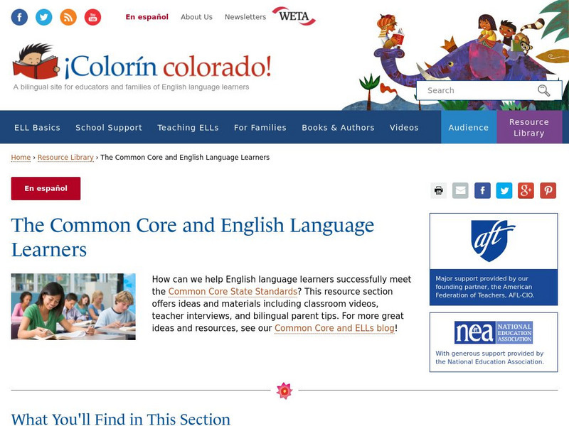 Colorin Colorado: Common Core State Standards and Ell Handout