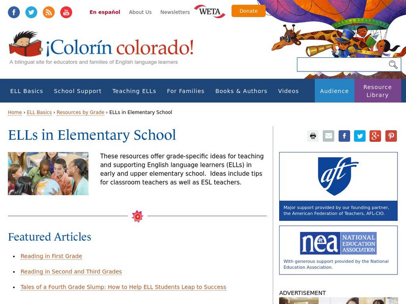 Colorin Colorado: El Ls in Elementary School Website Colorin Colorado: El Ls in Elementary School Website